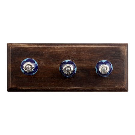 Blueanemone Flower Ceramic Wooden Hooks